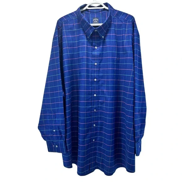 Brooks Brothers Original Polo Shirt 4XL Plaid Non Iron Stretch Button‎ Down L/S - Picture 2 of 8
